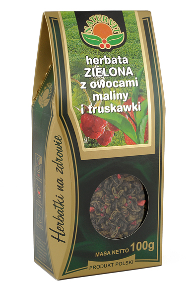 Zielona z owocami maliny i truskawki 100g